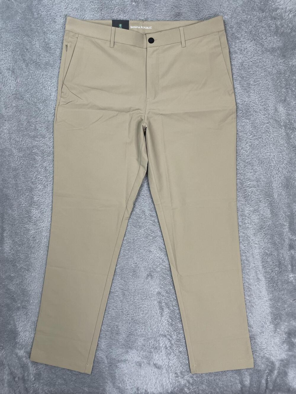 Banana Republic Dress Pants Mens 36x32* Tan Regular Fit Flat Front Polyester NWT